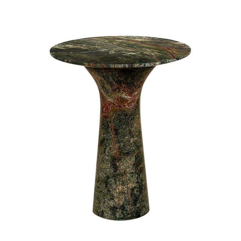 World Interiors Harbor 18 Tall Side Table in Green Bidasar Marble
