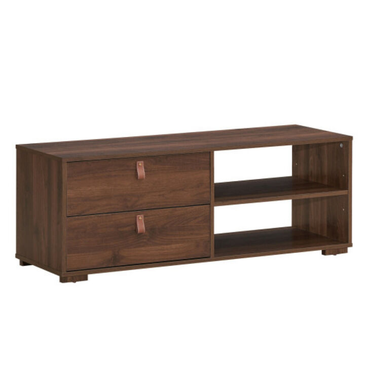 Entertainment Media TV Stand with Drawers-Walnut