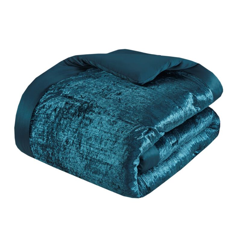 Gracie Mills 5-Piece Solid Crinkle Velvet Comforter Set