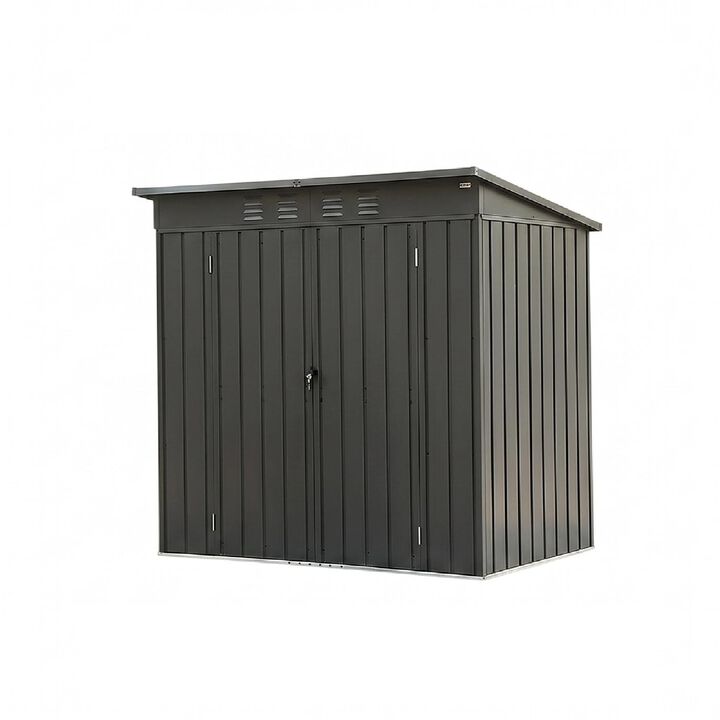 CLIHOME 6x4Ft Outdoor Storage Shed,with Sloping Roof Galvanized Steel Frame Backyard Tool Storage Room