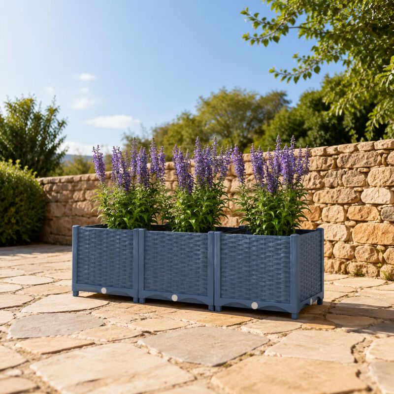 WOW PIONEER Outdoor Raised Garden Bed Plastic Planter Box with Drainage Holes for Vegetables Herbs Indoor Outdoor Gardening Use image number 2