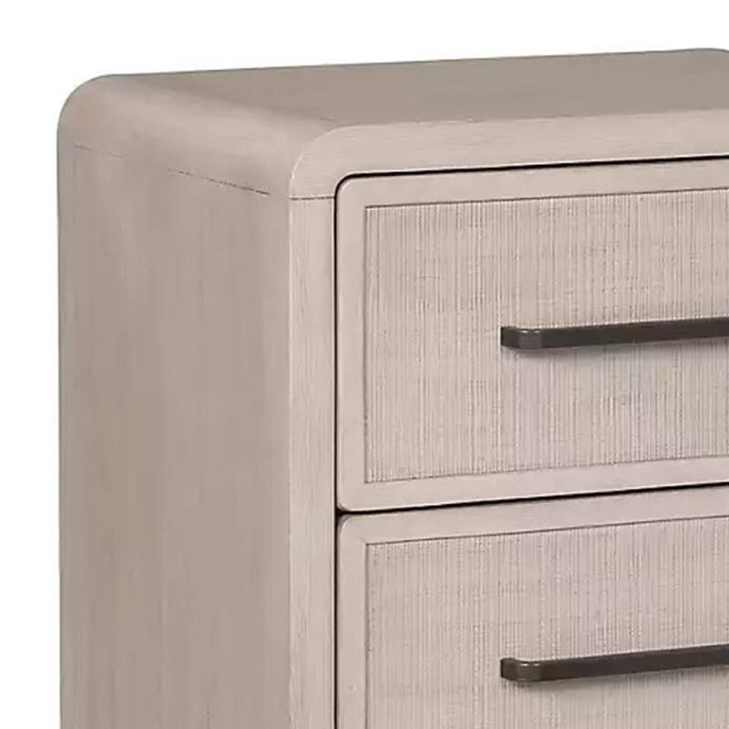 Giva Nightstand, 2 Drawers, USB A-C, Natural Oak Beige Finish, 24 Inch