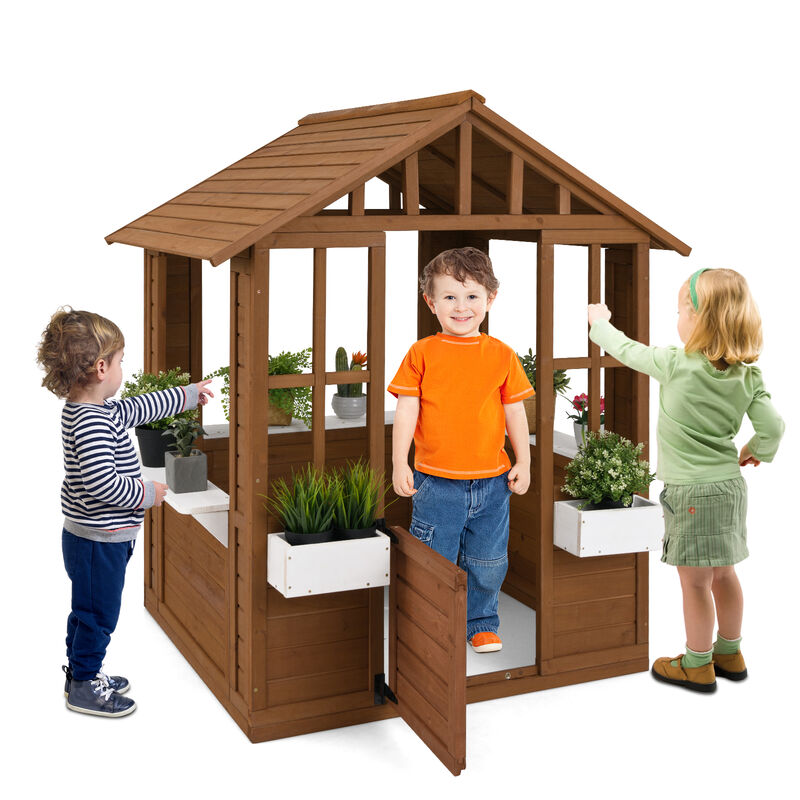 Interactive Outdoor Playhouse for Toddlers &ndash; Entry Door + Twin Service Counters