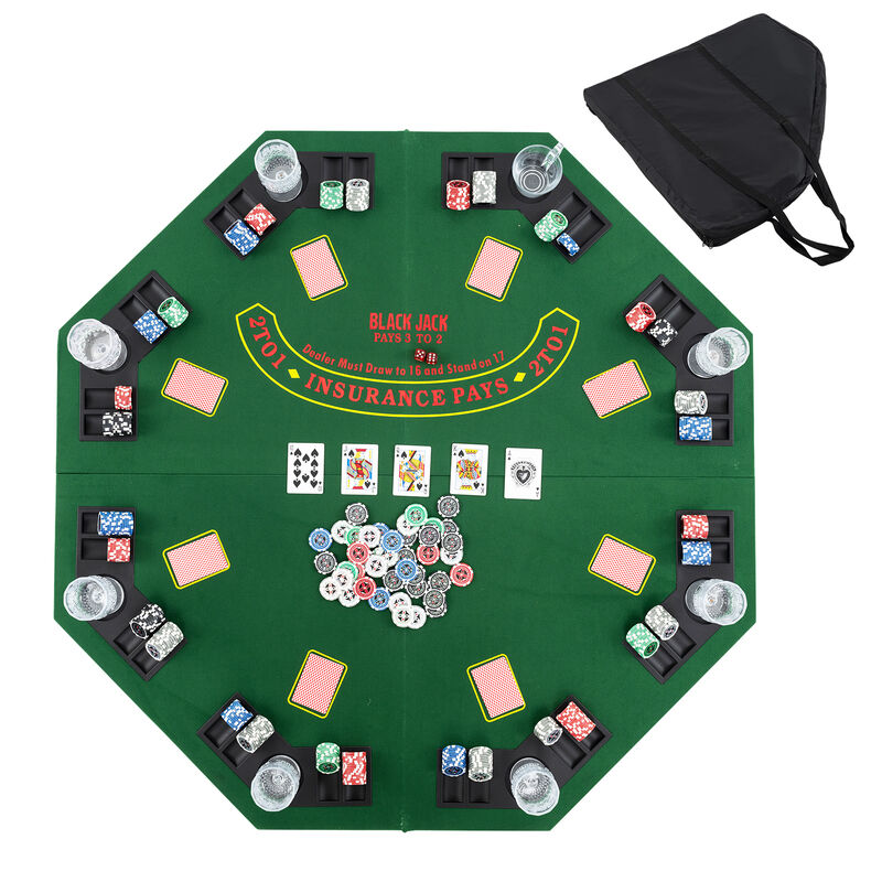 Portable 8 Player Poker Table Top with Built In Cup Holders and Chip Trays image number 8