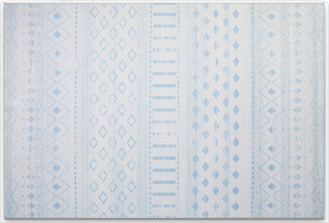 HomeRoots Geometric Distressed Washable Area Rug
