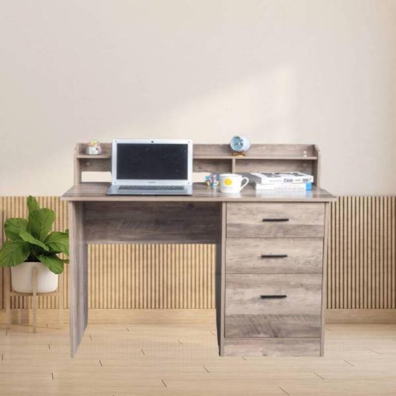 Three-Drawer Computer Desk Stylish and Functional Workspace with Ample Storage for Office or Home