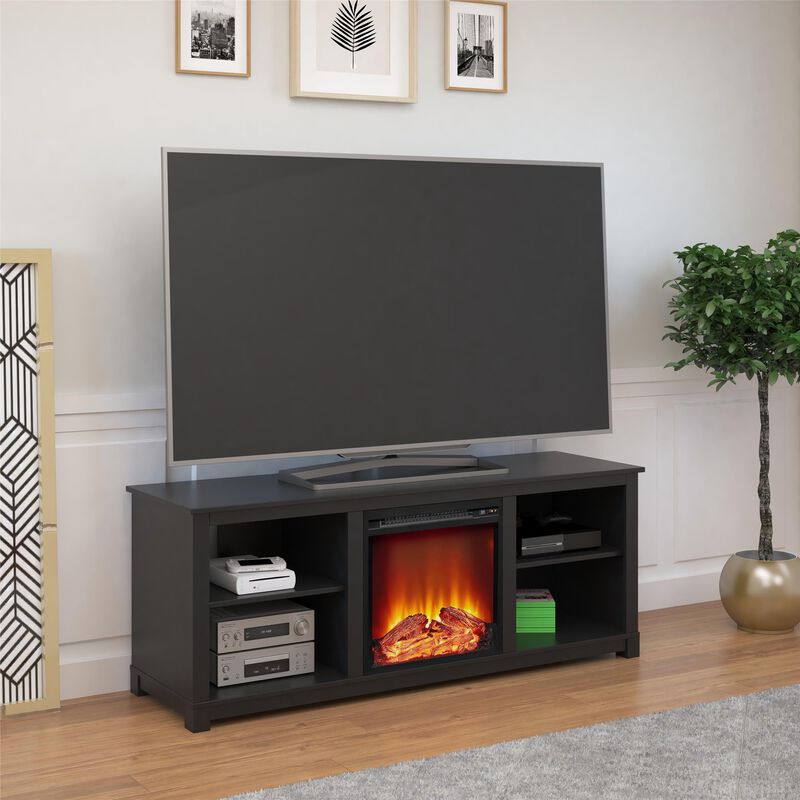 Ameriwood Home Edgewood TV Console with Fireplace for TVs up to 60", Black