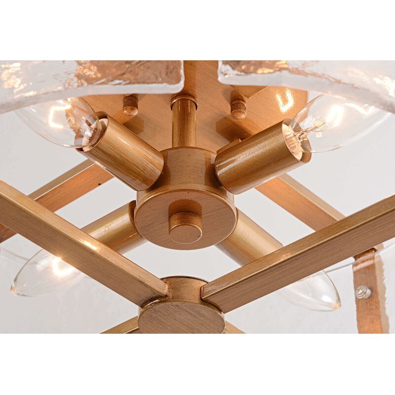 Lark 4-Light Metal Frame Textured Glass Panels Flush Mount image number 4