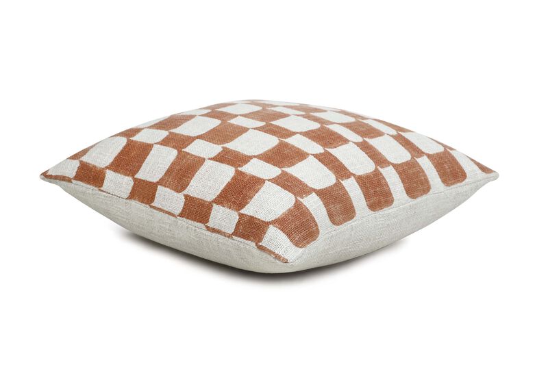 Checkered Block Printed Pillow - Cover + Insert