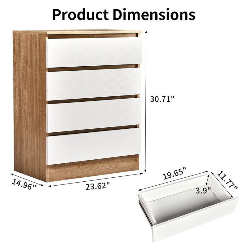 Modern White 4 Drawer Storage Cabinet for Bedroom and Home Storage image number 2