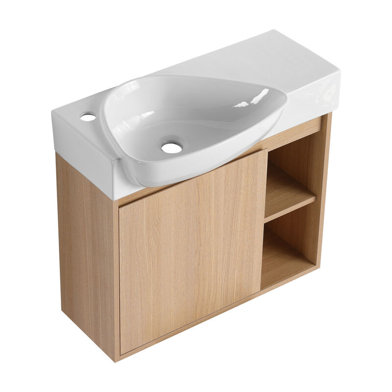 ELEMENT ACE Wall-Mounted Modern Bathroom Vanity with Ceramic Sink and Soft-Close Doors image number 0