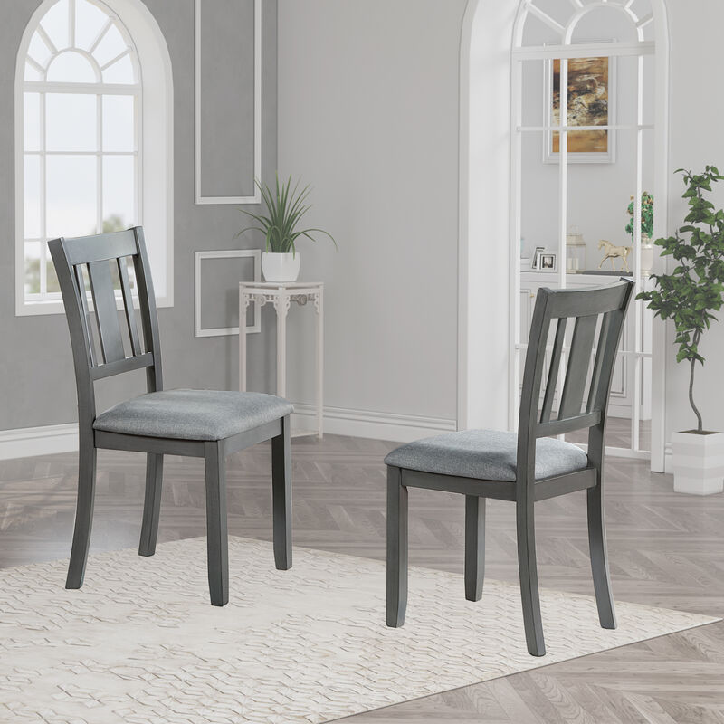 Set of 4 Wooden Dining Chairs with Padded Seat, Upholstered Kitchen Chairs