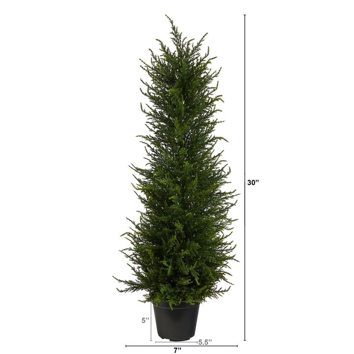 HomPlanti 2.5 Feet Cypress Artificial Tree UV Resistant (Indoor/Outdoor)