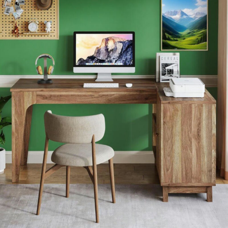 Compact Office Desk with Storage for Small Spaces or Home Office