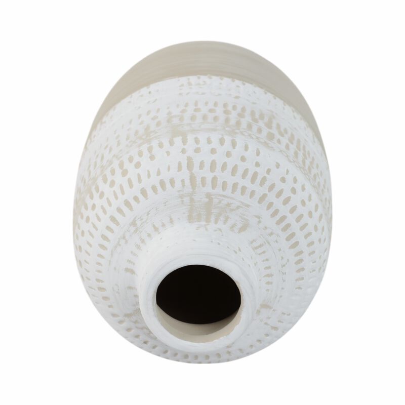 Ceramic 8" Tribal Vase, Beige image number 5