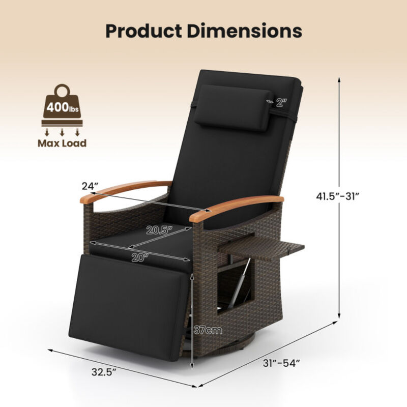 Outdoor Rattan 360 Degree Swivel Reclining Chair with Adjustable Back and Footrest image number 2