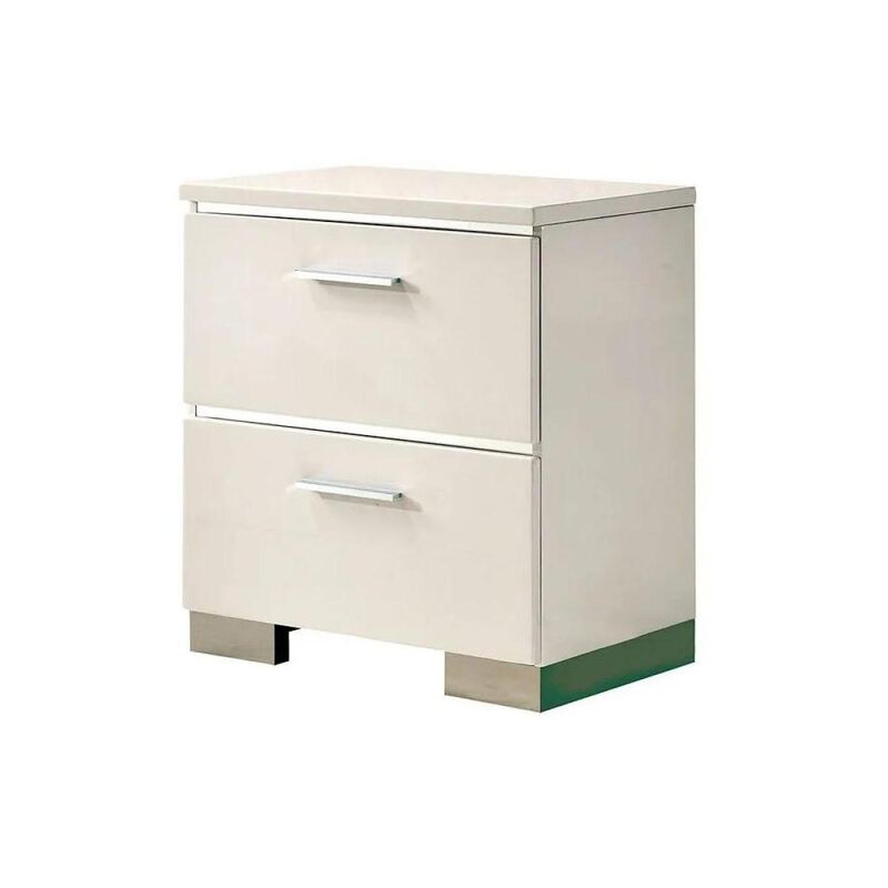 Streamdale High Gloss White Nightstand with USB Charger