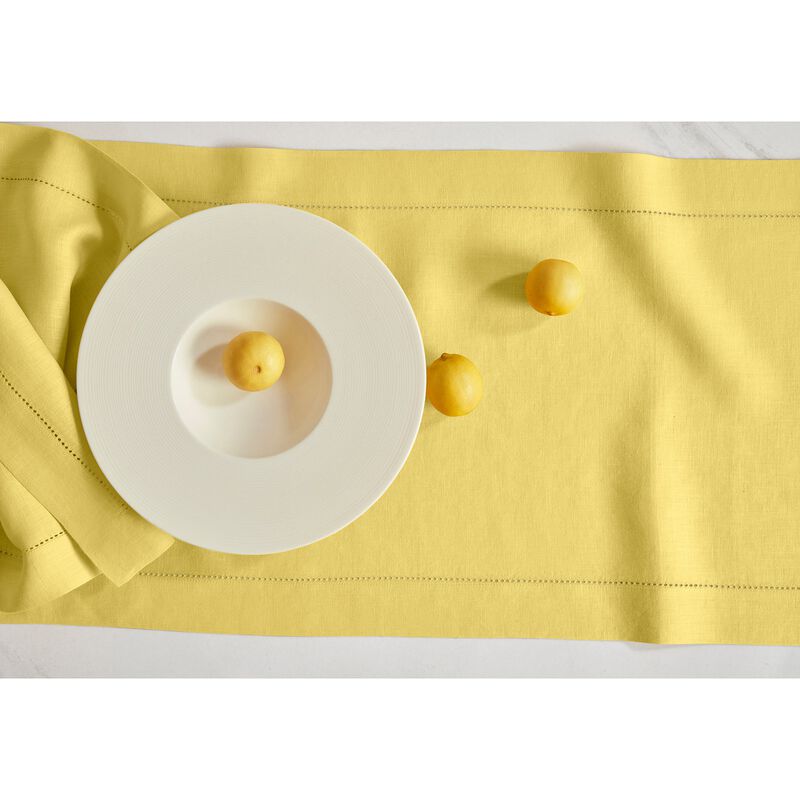 Solino Home Sonoma Hemstitch 100% Linen Table Runner &ndash; Handcrafted, Machine Washable, Perfect for Holiday and Everyday Dining