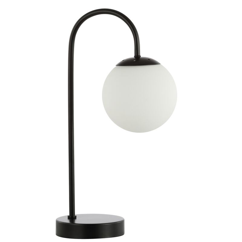 Arco 18.25" Iron/Glass Minimalist Mid-Century Globe LED Table Lamp, Black