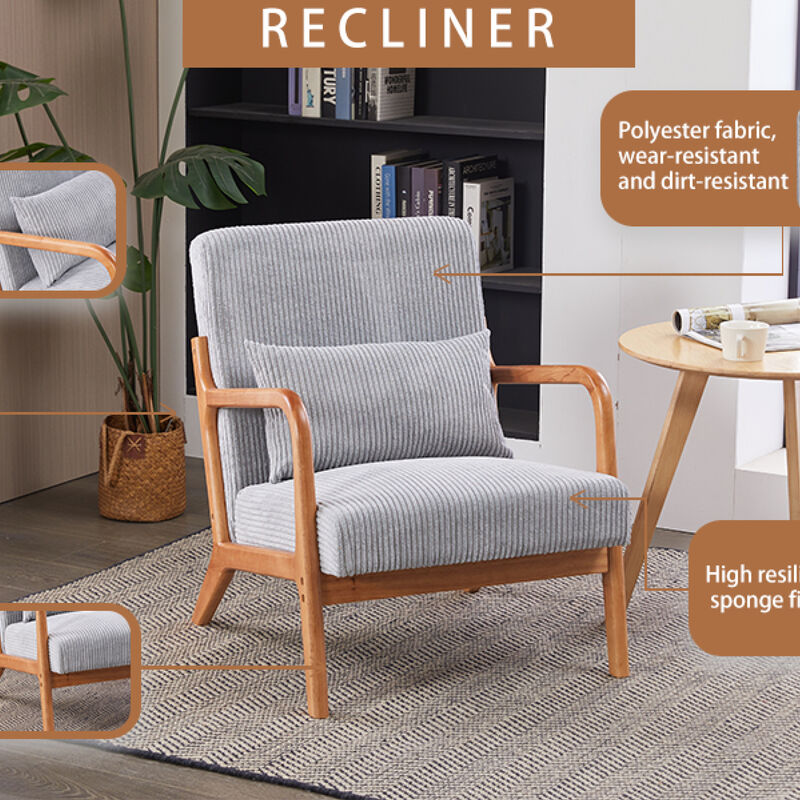 GOODSILO Mid-Century Modern Accent Chair with Ergonomic Support and Sustainable Rubberwood Frame image number 6