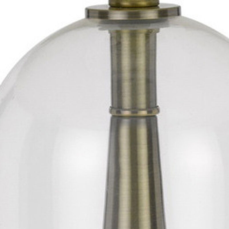 Hivvago 29" Clear Metal Table Lamp With White Empire Shade