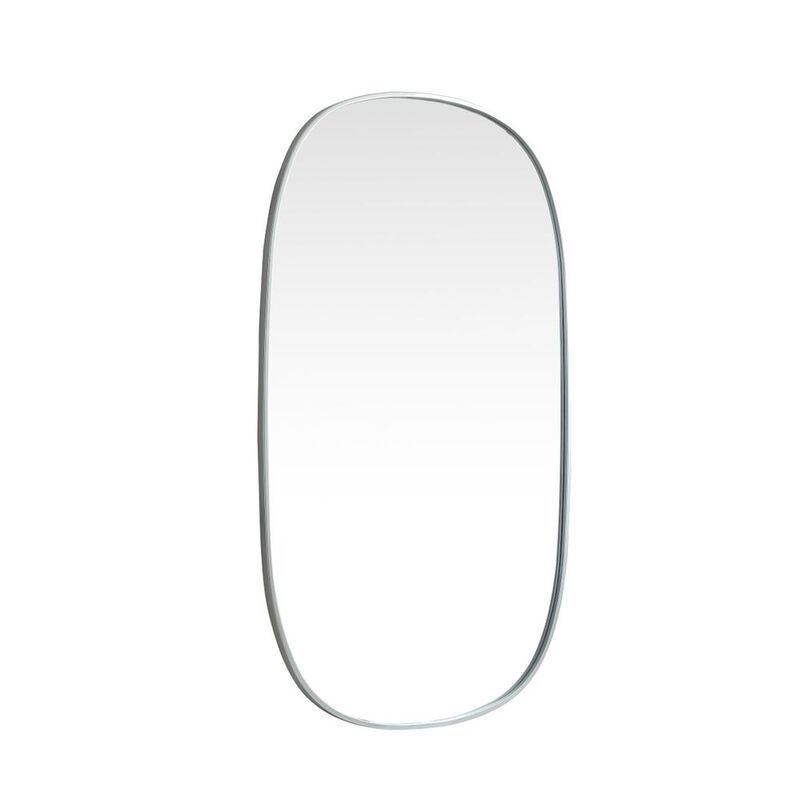 Elegant Decor Metal Frame Oval Mirror 30x48 Inch in Silver