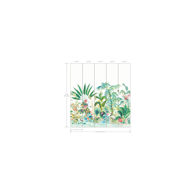 Tropical Panoramic White Wall Mural (Set of 2) image number 2