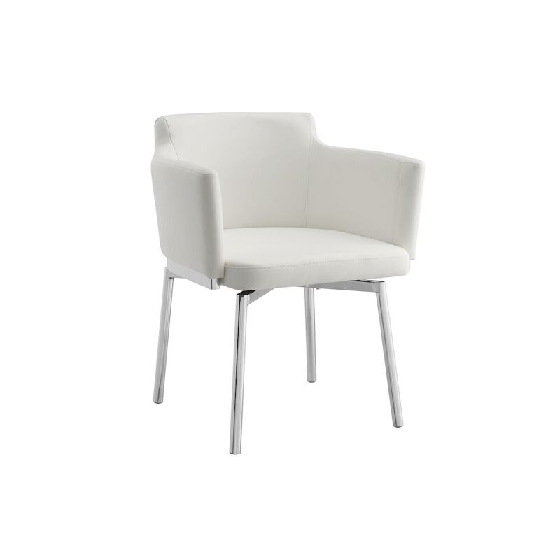 Casabianca Home Suzzie 180 Swivel Arm Dining Chair In White Pu Leather