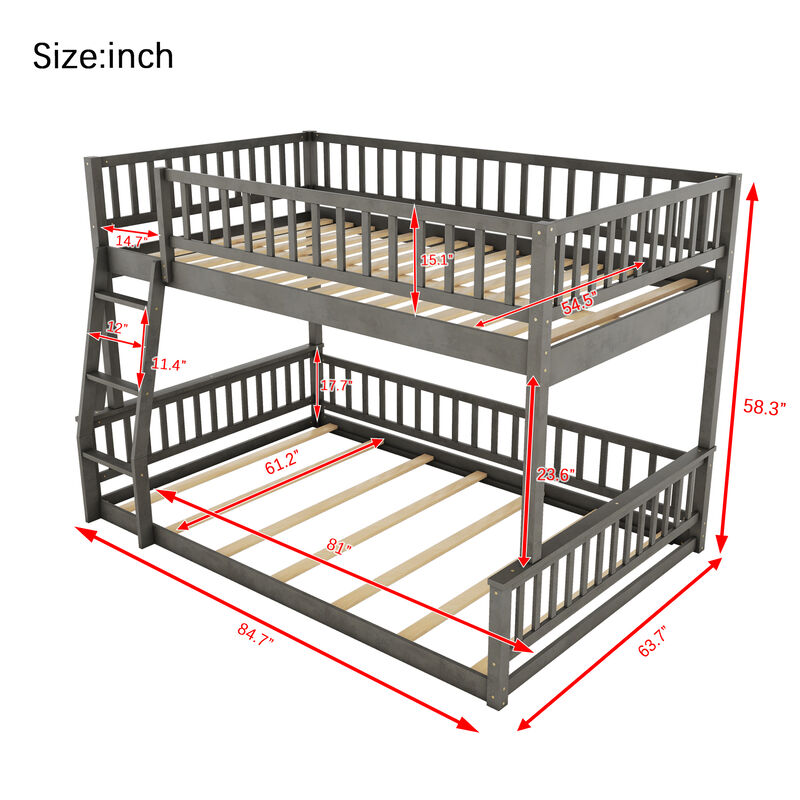 Merax Full XL over Queen Bunk Bed with Ladder and Guardrails