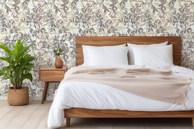 Georgianna Neutral Botanical Leaves Wallpaper image number 2