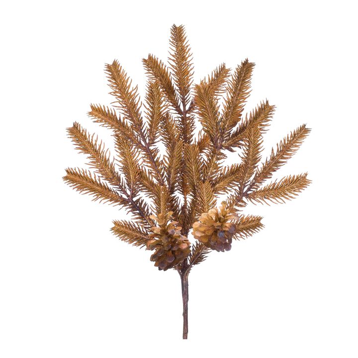 Decorative Wintry Copper Pine Spray Set of 12 - Ideal for Festive Decor