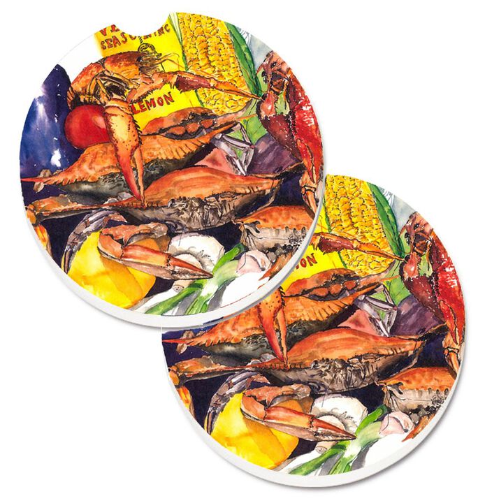 Caroline's Treasures Veron's & Crabs Set of 2 Cup Holder Car Coasters 1016CARC, 2.56, Multicolor