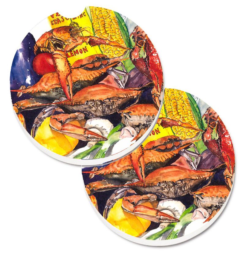 Caroline's Treasures Veron's & Crabs Set of 2 Cup Holder Car Coasters 1016CARC, 2.56, Multicolor image number 0