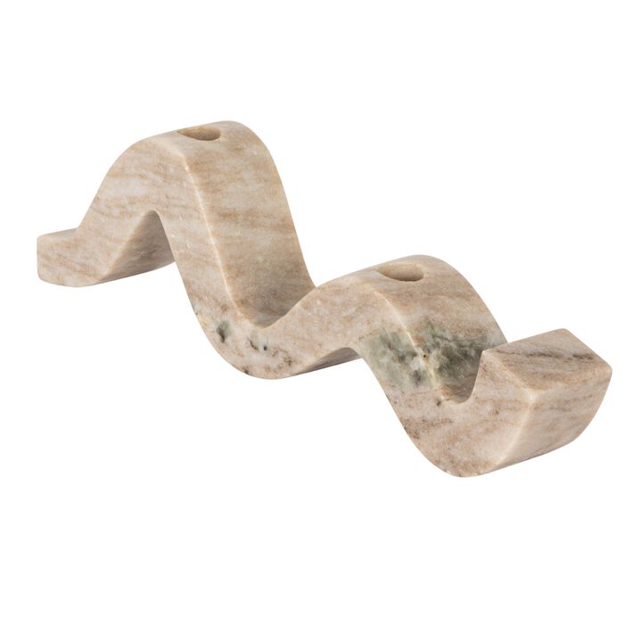 Marble Wave Double Taper Candle Holder, Brown Forest