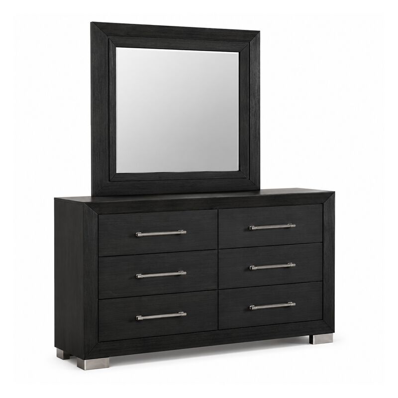 Ashen 4 Piece Queen Bedroom Set, LED Headboard and USB Ports, Black image number 4