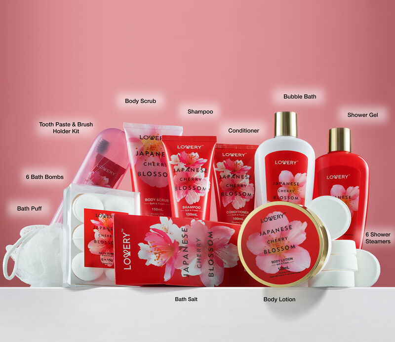 Home Spa Kit Gift Set &ndash; Japanese Cherry Blossom Bath Set - 25 Pcs image number 2