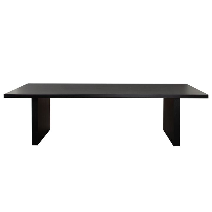 Somy Dining Table, Wide Panel Legs, Classic Black Mango Wood, 110 Inch