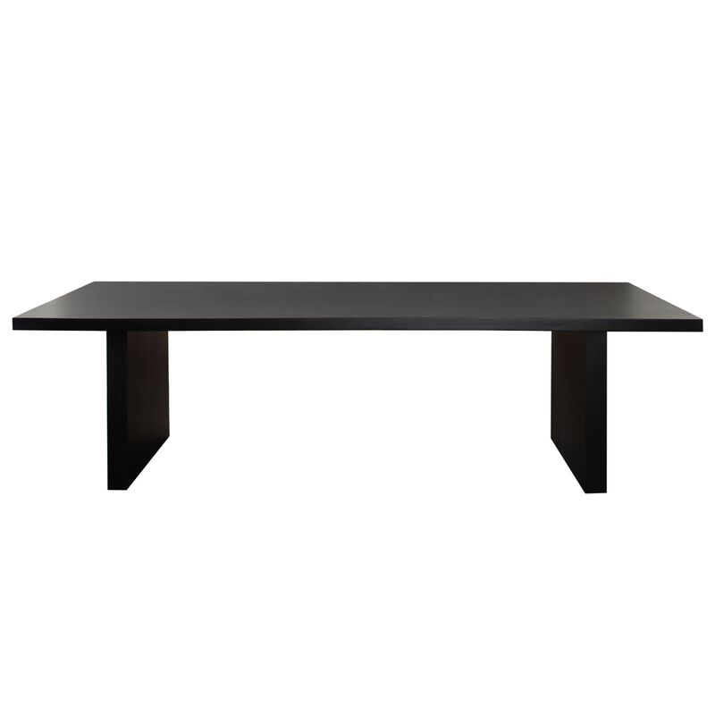 Somy Dining Table, Wide Panel Legs, Classic Black Mango Wood, 110 Inch