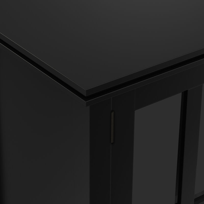 Artisan SOLID WOOD 66 inch Wide Contemporary Wide 4 Door Storage Cabinet in Black image number 7