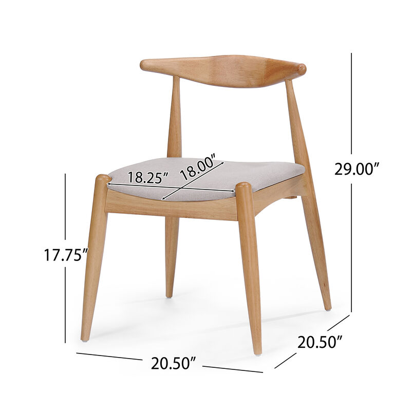 Merax Set of 2 Rubberwood Dining Chairs - Ergonomic Backrest with Thick Comfort Cushions, Solid Wood Kitchen Side Chairs