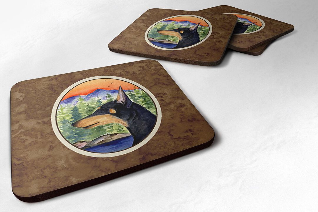 Caroline's Treasures SS8433FC Manchester Terrier Foam Coasters (Set of 4), 3.5 H x 3.5 W, Multicolor