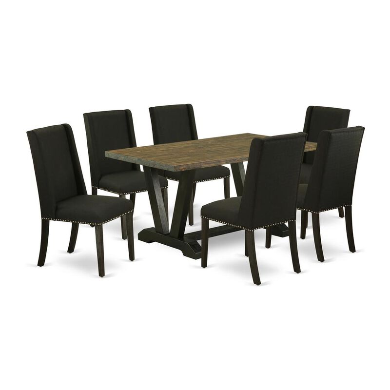 East West Furniture V676FL624-7 - 7-Piece Dining Room Table Set - 6 Parson Dining Chairs and Dinette Table Hardwood Frame