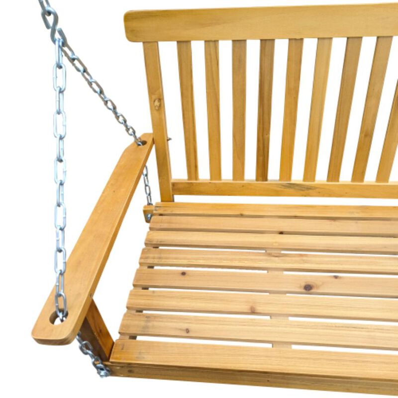 Hivvago Porch Swing with Armrests and Chains image number 4
