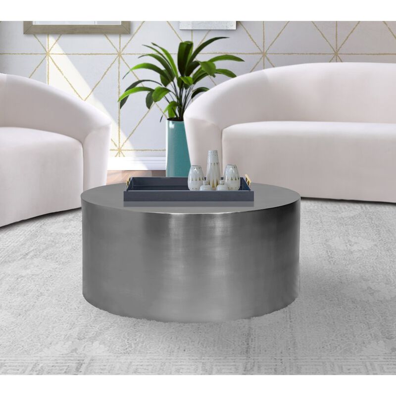 Meridian Furniture Cylinder Brushed Chrome Coffee Table