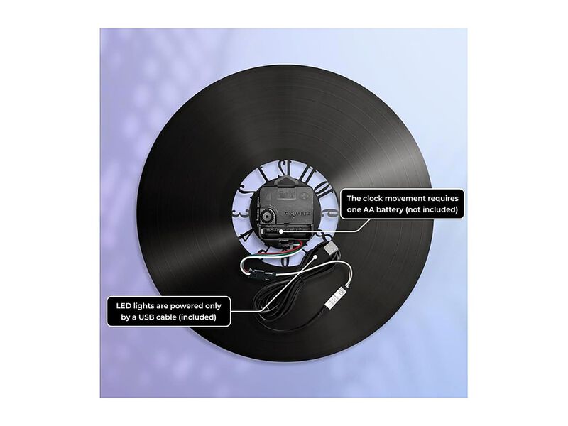 LED Light Black Retro Vinyl Record Wall Clock Modern Living Room Decor image number 3