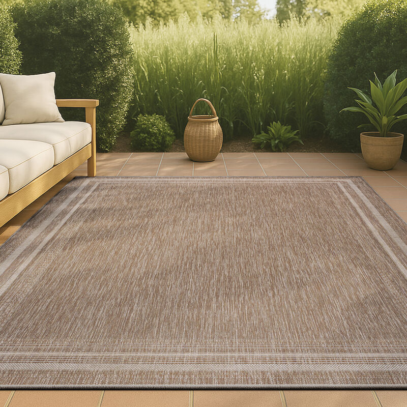 Lido Traditional Casual Pinstripe Border Indoor/Outdoor Area Rug