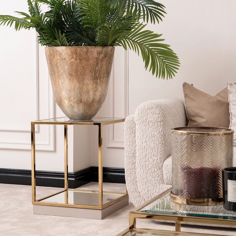 Michael Amini Savannah Breeze End Table - Bright Gold