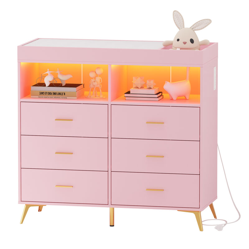 LED Light & Power Outlet Baby Changing Table Dresser image number 0
