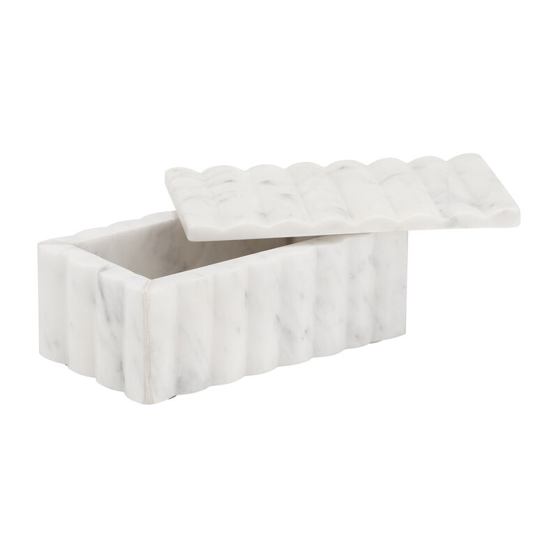 7x4" Marble Ridged Box, White image number 2