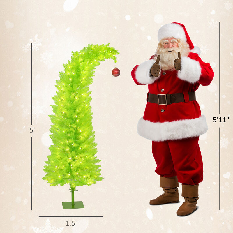BreeBe 5 ft Pencil Christmas Tree with LED Lights and Metal Stand image number 2